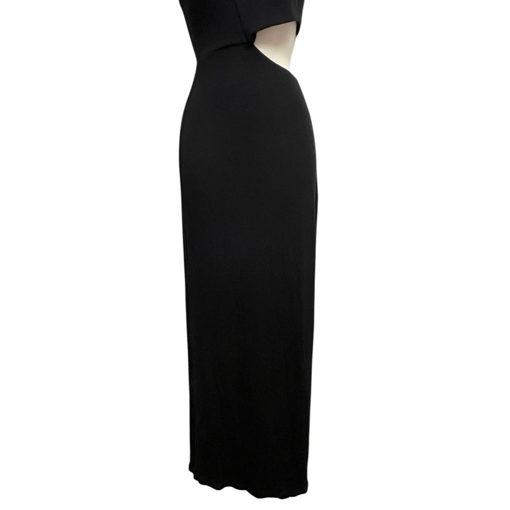 Riot Swim Lounge Maxi Dress Womens XS Black Cutout Asymmetrical Ribbed Resort - Picture 5 of 9